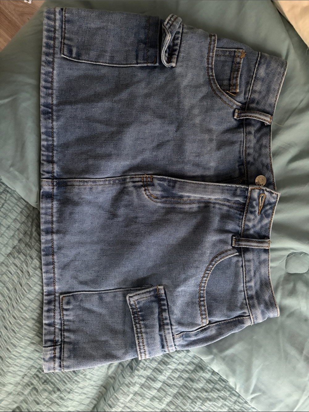 SHEIN Light Blue Denim Mini Skirt